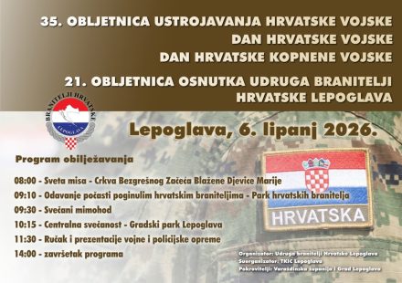 Svečano obilježavanje Dana Hrvatske vojske i 21. godišnjice Udruge branitelji Hrvatske Lepoglava