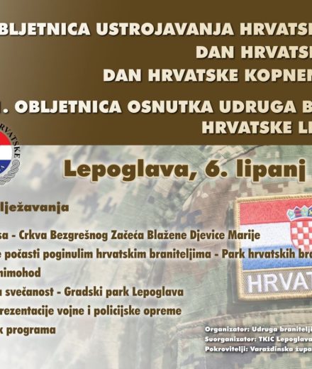 Svečano obilježavanje Dana Hrvatske vojske i 21. godišnjice Udruge branitelji Hrvatske Lepoglava