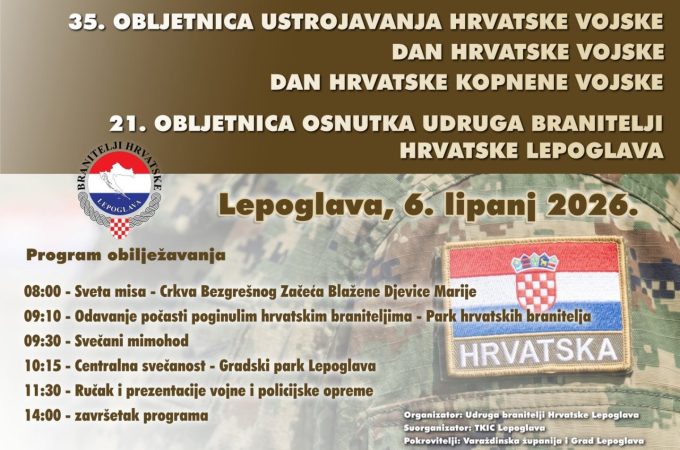 Svečano obilježavanje Dana Hrvatske vojske i 21. godišnjice Udruge branitelji Hrvatske Lepoglava